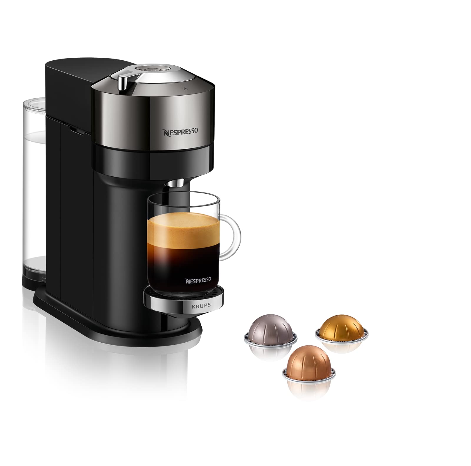 Vertuo Next machine à café Cafetière à dosette 1,1 L, XN910C10, Noir, Gris