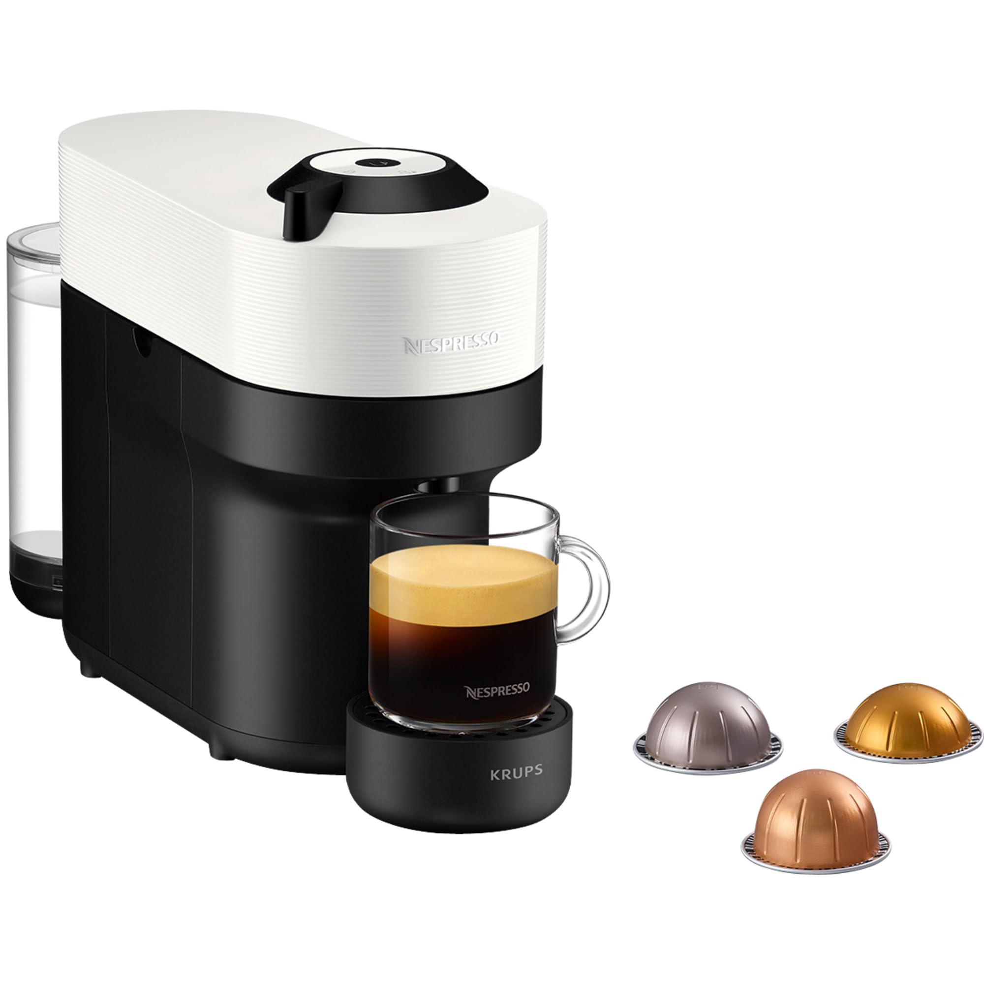 VERTUO Pop Cafetière à capsules, machine à expresso, 4 tailles tasses, technologie Centrifusion, Blanc, XN9201
