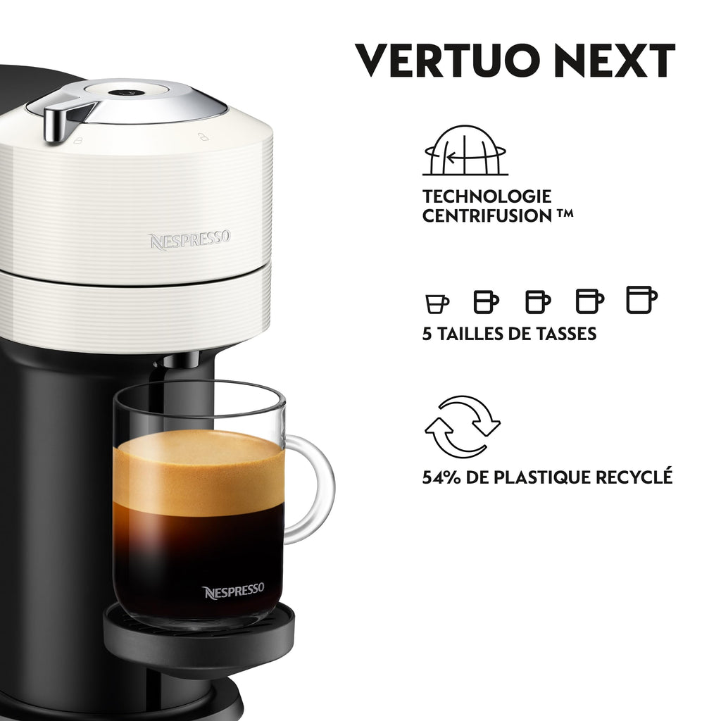 Machine à Café Vertuo Next Blanc, Capsules café Vertuo seulement, Technologie Centrifusion, ENV120.W, Blanc